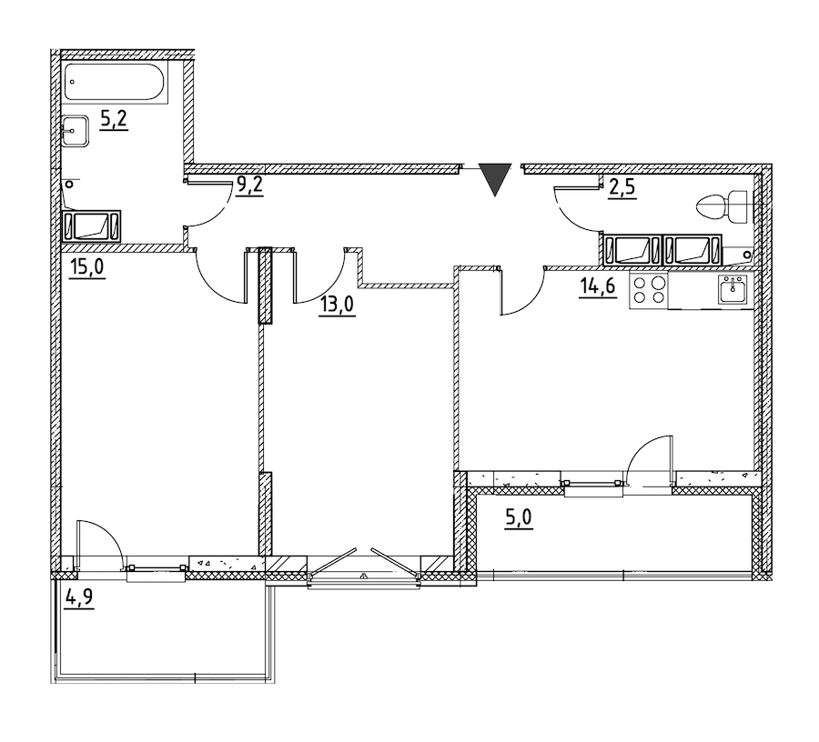 2-комнатная квартира 65.5 м², 7/12 эт., ЖК «Квартал Che»
